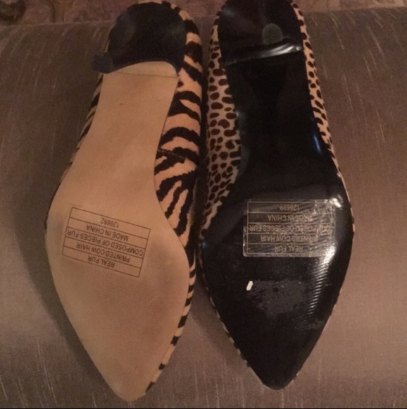 𝅺Steve Madden Intrud Tiger and Cheetah Print Cow Hair Pumps Tan Brown Size 9 - Picture 3 of 3